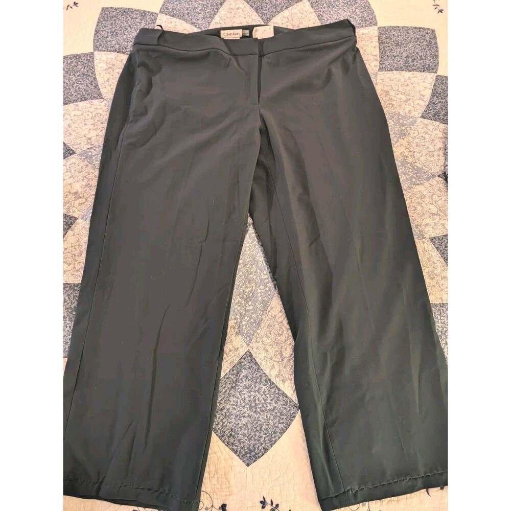 Calvin Klein Women's Green Lux Highline Straight Dress Pants Petite Size 16W